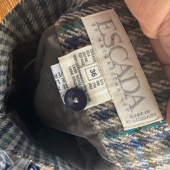 Escada Multi-Colour wool small Plaid Pencil Skirt - Picture 9 of 9